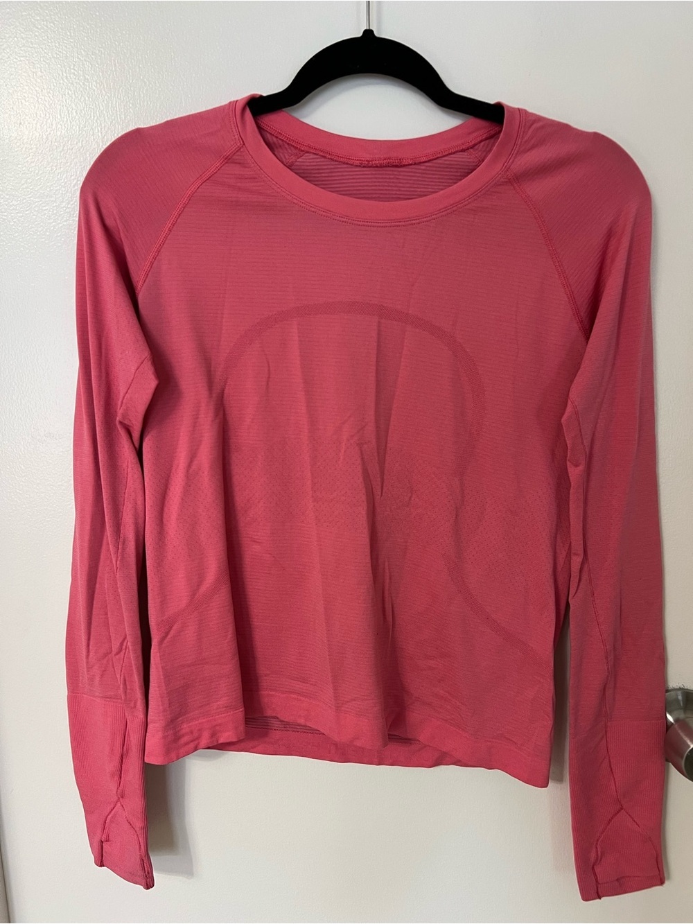 Lululemon Women's Pink Long-Sleeve Crewneck Performance Top Yoga Lounge Active